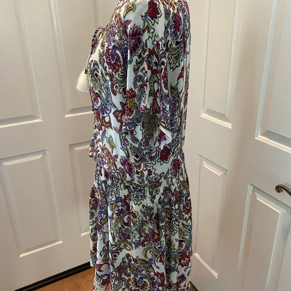 Banana republic Boho multicolor ruffle dress with tassels size large - Picture 4 of 11